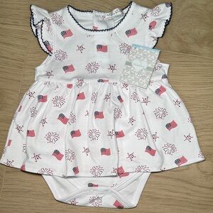 NEW WITH TAGS USA kissy kissy Baby bodysuit dress- White with Red and Blue